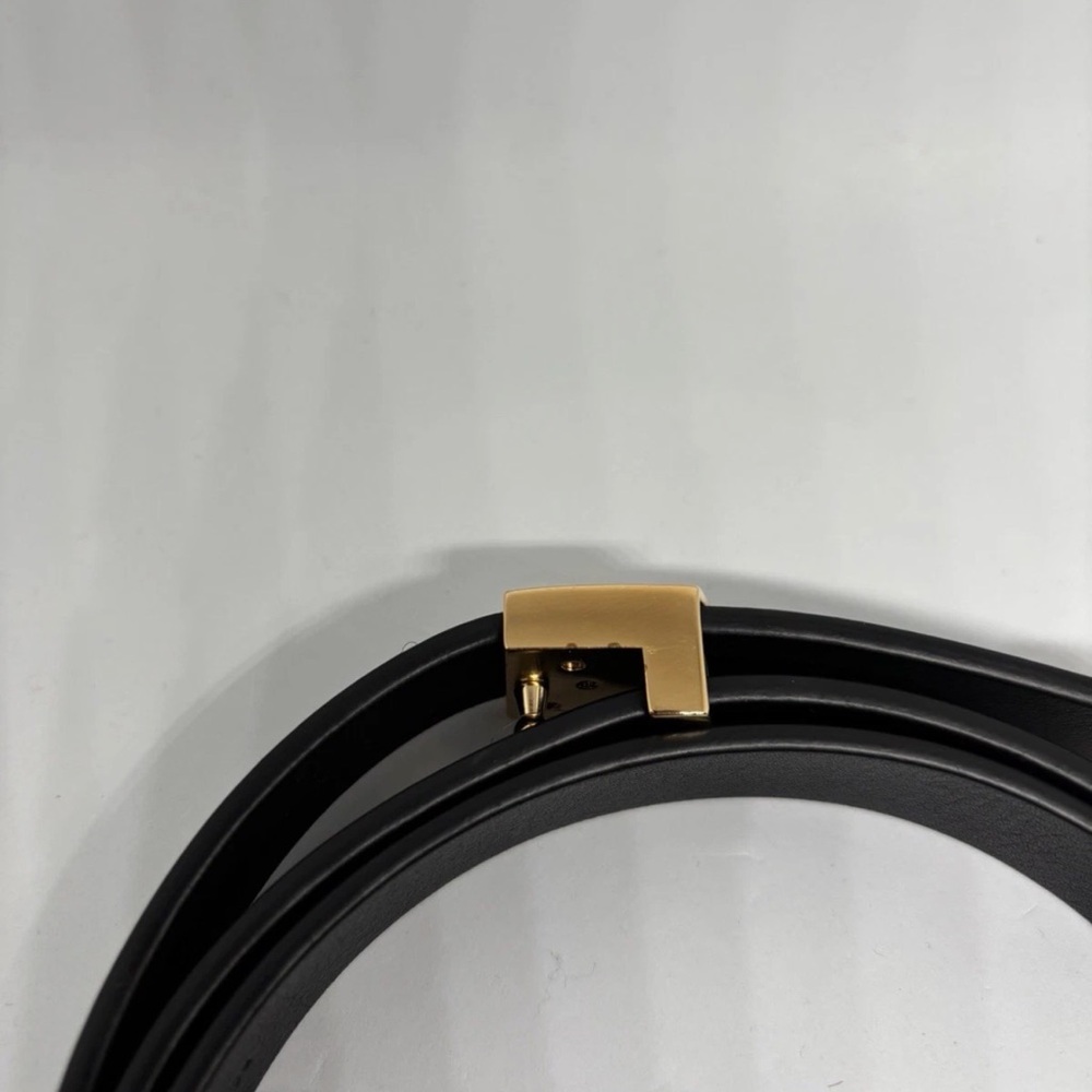 M9578V Louis Vuitton Black Women's Belt 85/34 Black Belt with Gold Buckle - Picture 3 of 6